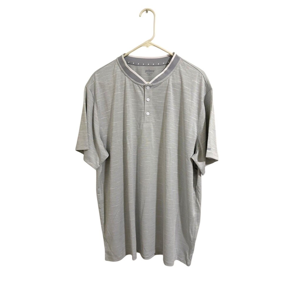 Prince Men’s Slub Tapered Collar Polo, Light Heather Gray, Size XXL